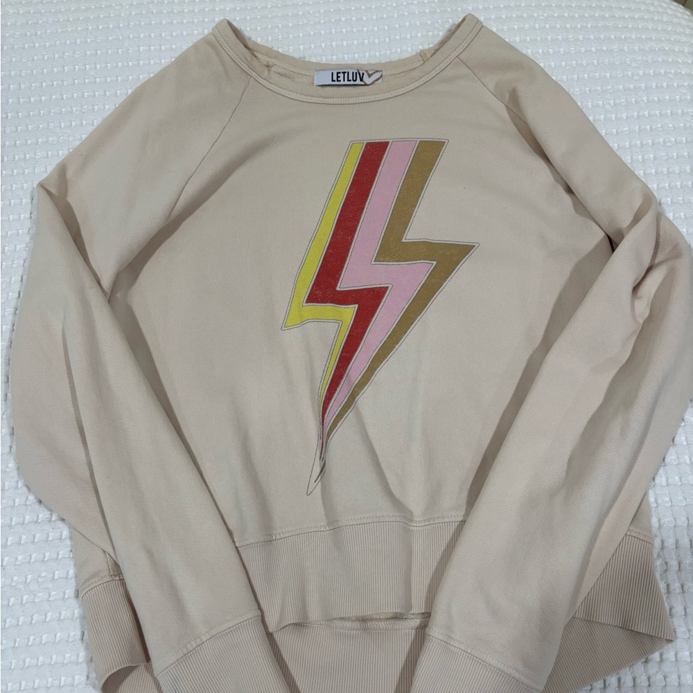 Letluv Beige Lightning Bolt Sweatshirt